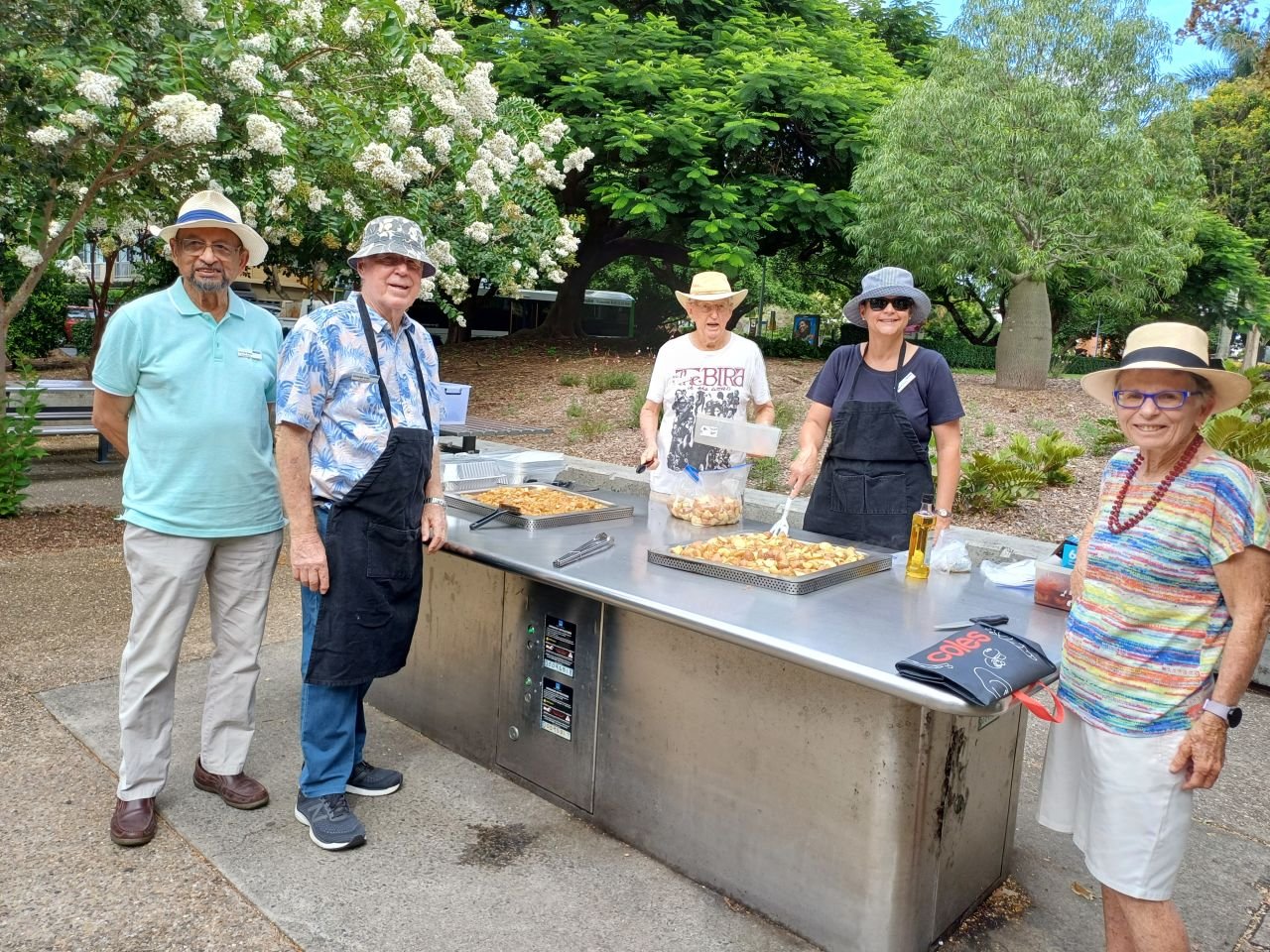 Happy New Year! January 2025.

Our first gathering for the year - a 
Gourmet BBQ Brunch. Getting organised under the direction of our Special Event chefs, Pat & Margaret.