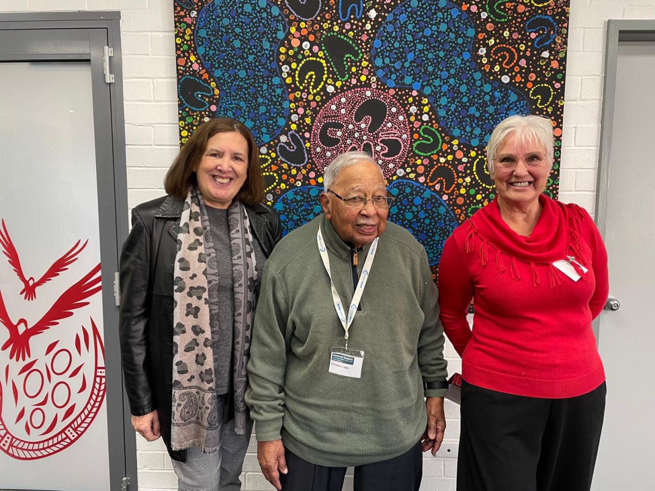 Chappie Lobo, Treasurer and Chair of July Meeting, flanked by Aged Care Advocates Amina Shipp and Yvonne Buter