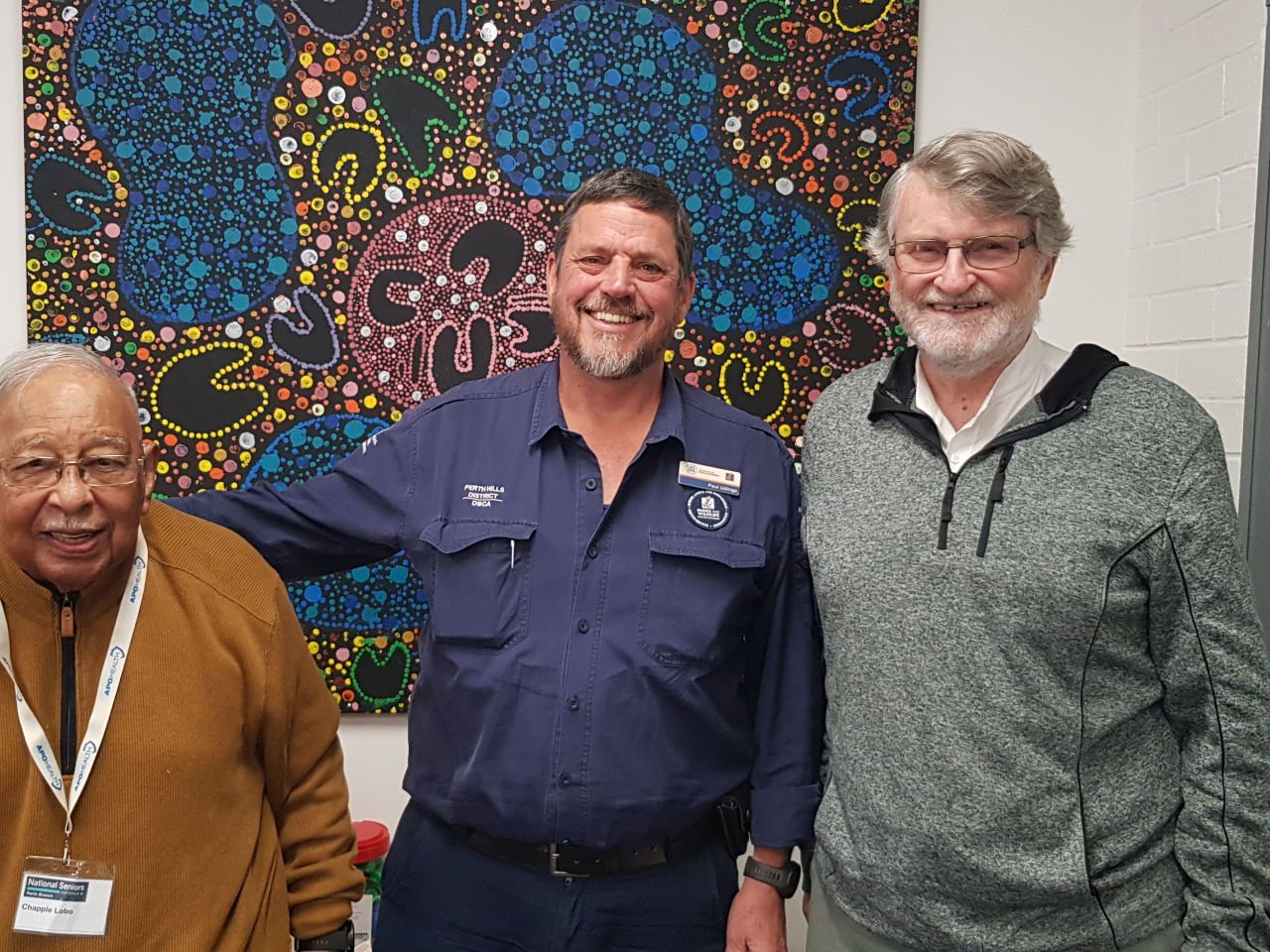 Treasurer, Chappie Lobo with Paul Udinga, Park Ranger, John Forrest National Park and Terry Quinn.