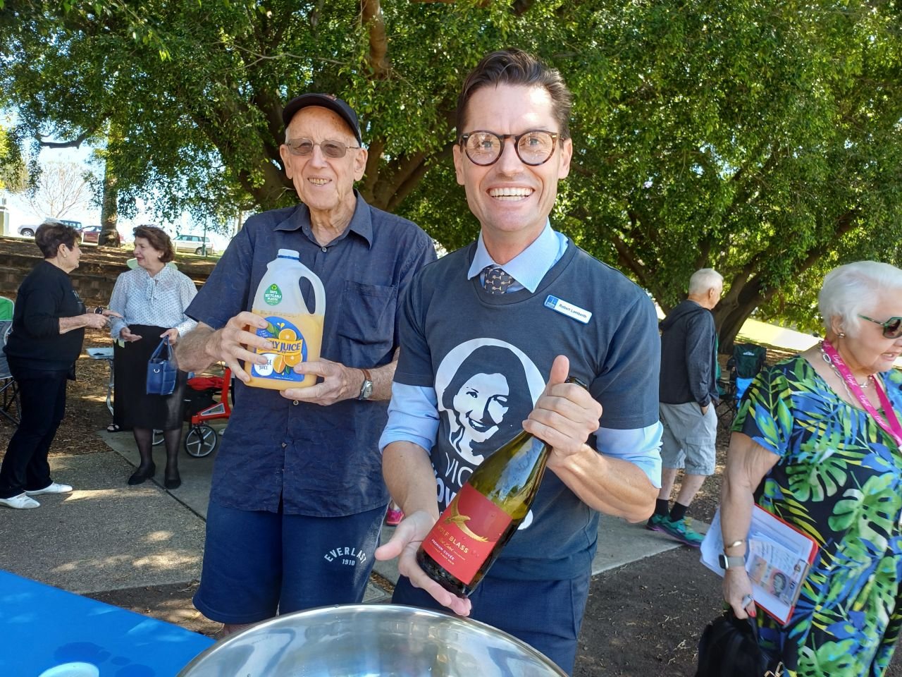 Her Chief of Staff, Robert Lambeth did the honours pouring us a glass each.