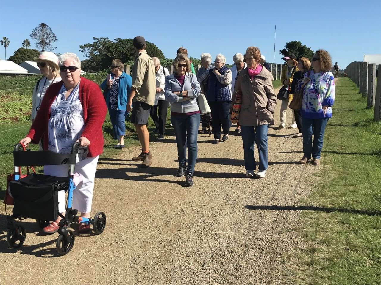 Having a guided walking tour of farm