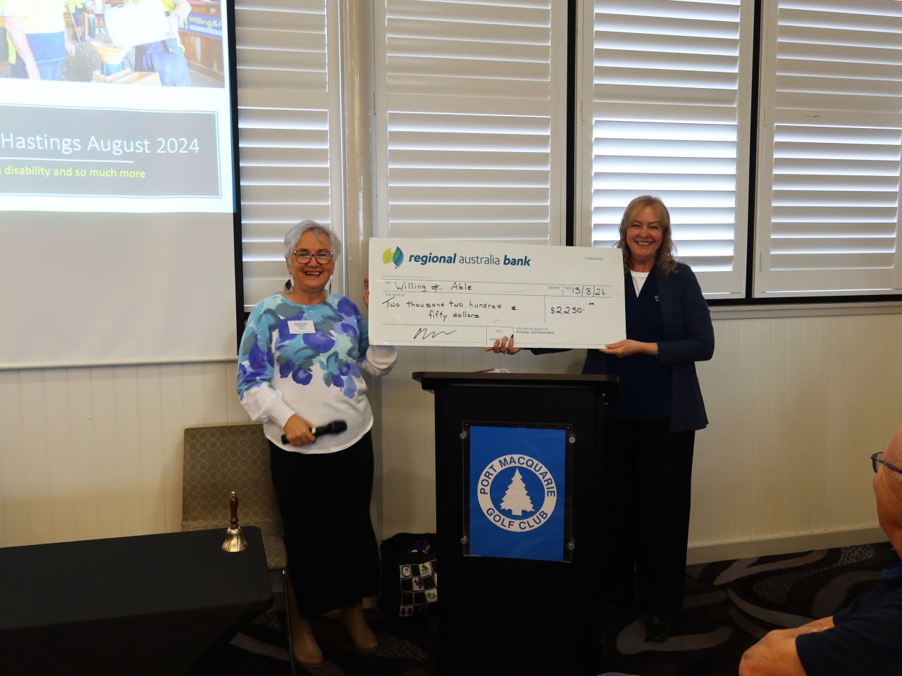 Our charity for 2023/2024 was The Willing and Able Foundation. Today we presented a cheque for $2250 to Linda from W&A she made a very interesting speech regarding everything that W&A does. They do a great job for the community. 13/8/24