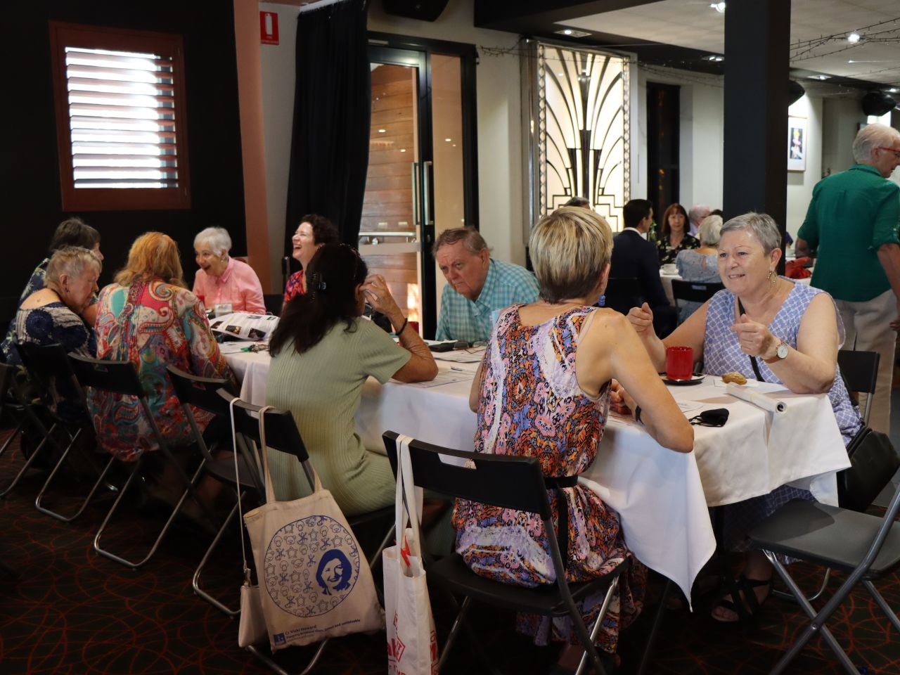 Good to see you again! A catch-up at morning-tea before our April 2021 meeting in the Brunswick Hotel, New Farm.