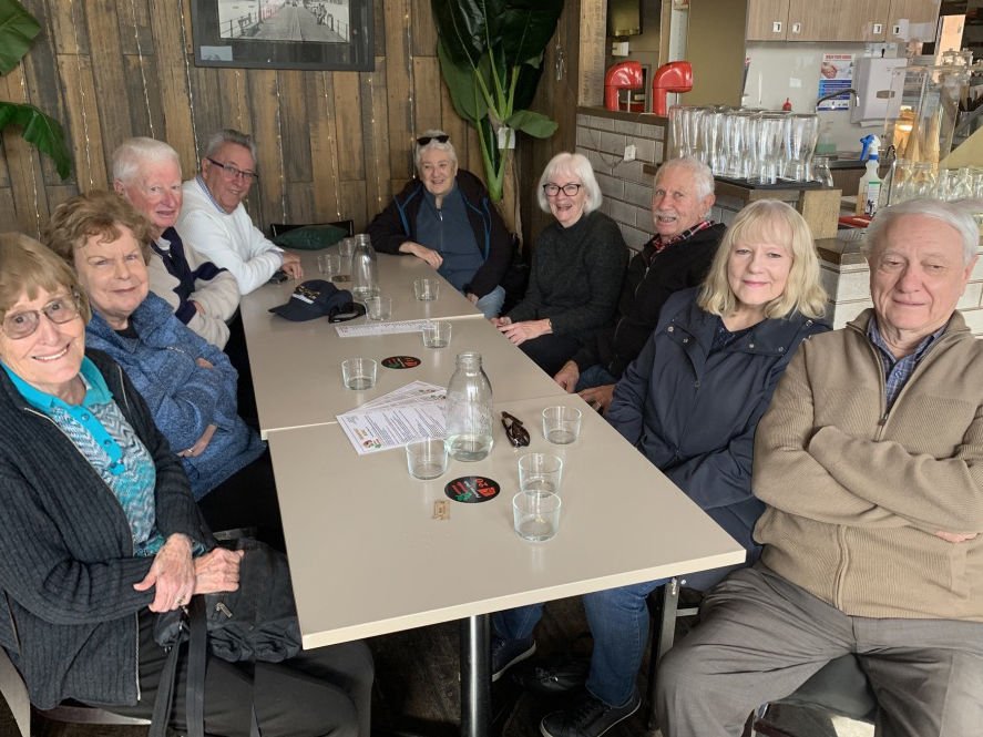 The walking group enjoying themselves at coffee break