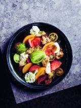 Tomato salad with stracciatella and sourdough