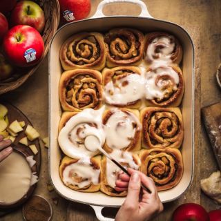 Apple pie cinnamon scrolls with cream cheese frosting