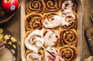 Apple pie cinnamon scrolls with cream cheese frosting