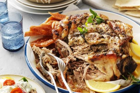 Greek-style pork shoulder